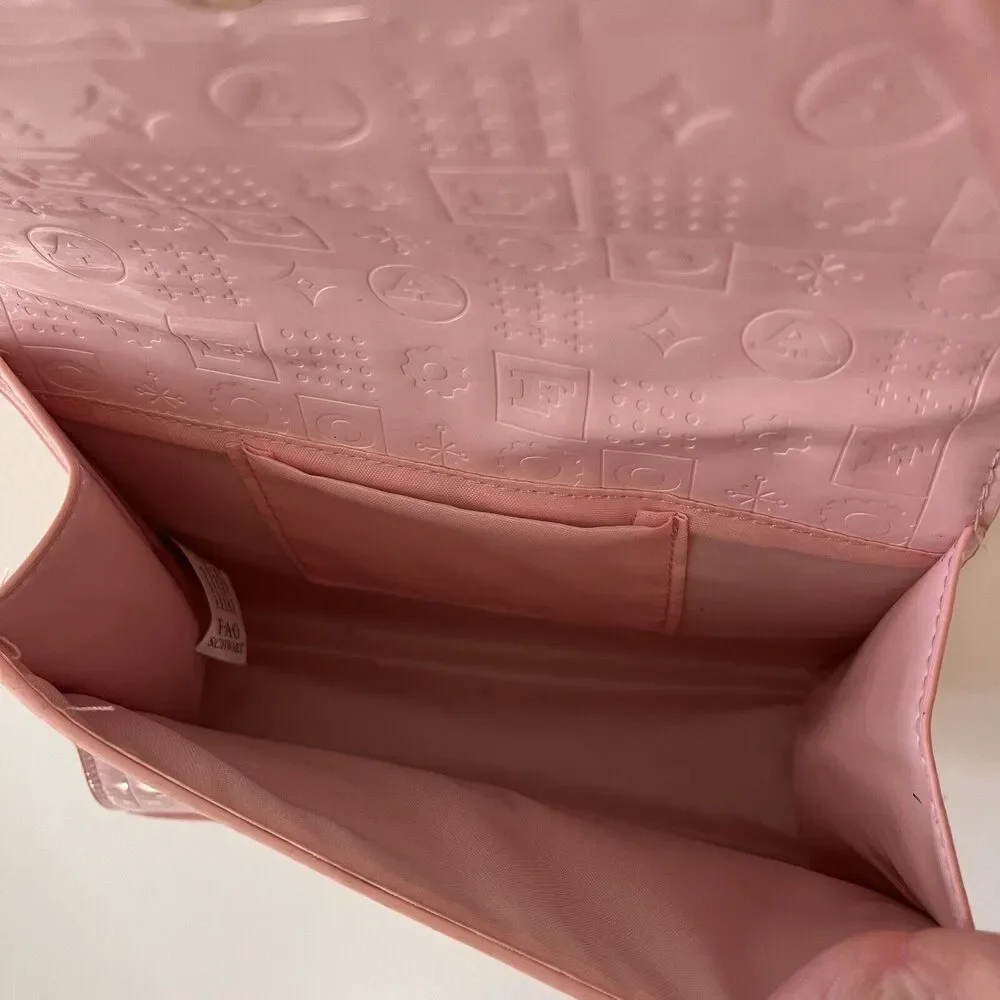 FAO Schwarz Glamour PINK Purse play pretend BARBIE CORE GOLD letters 1 Strap 8” - Picture 9 of 9